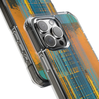 Cyber Glitch Stream · Clear Impact Magnetic Phone Case for iPhone · Teal