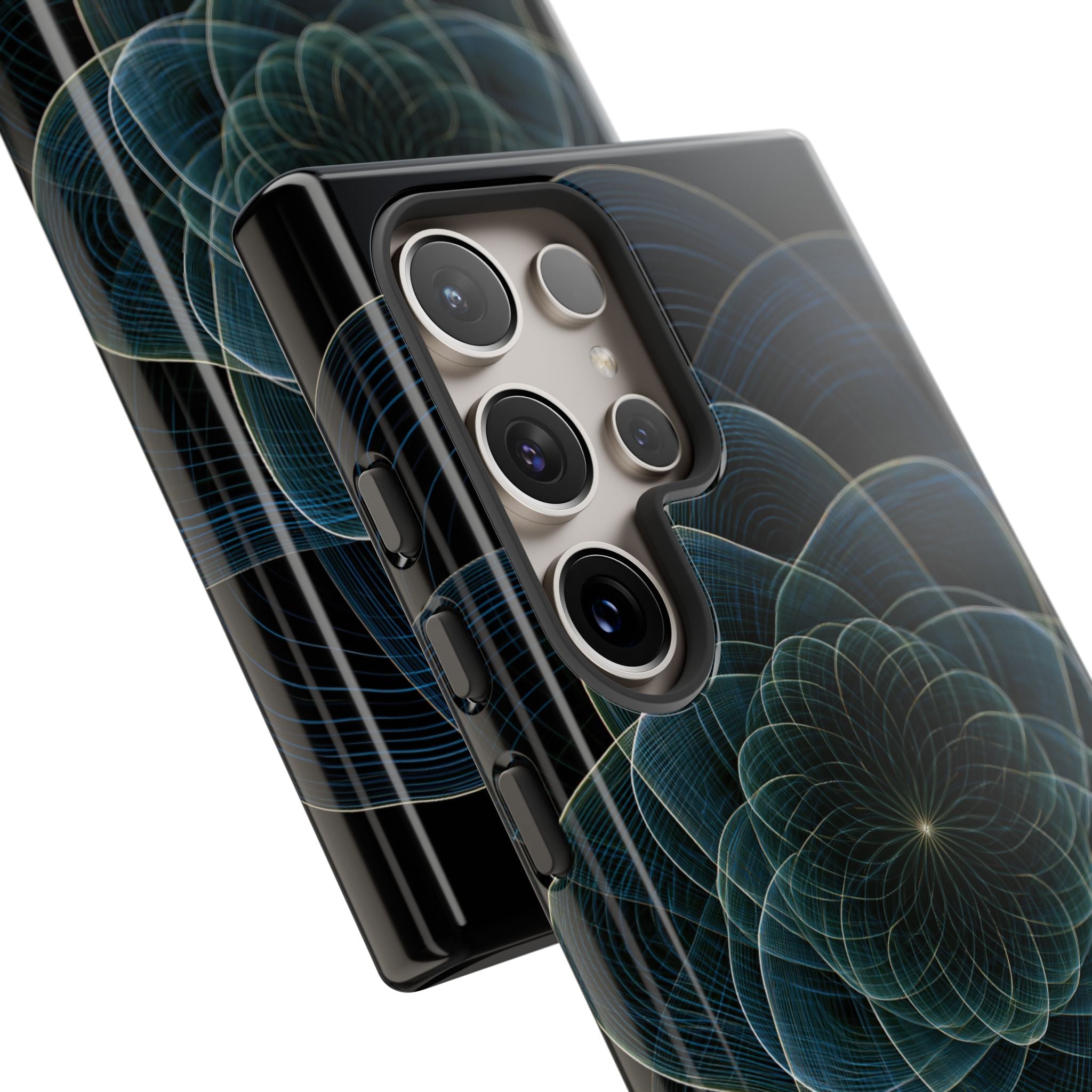 Blue Tough Phone Case for Samsung - Celestial Wireframe Bloom