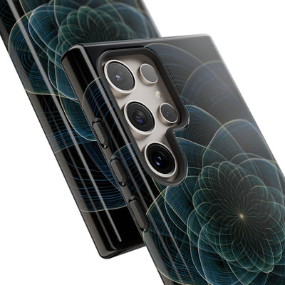 Blue Tough Phone Case for Samsung - Celestial Wireframe Bloom