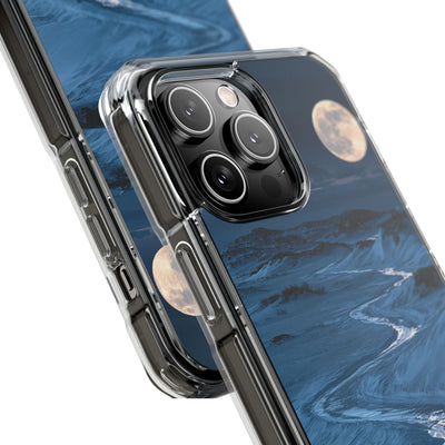 Arctic Moon Drift · Clear Impact Magnetic Phone Case for iPhone · Blue