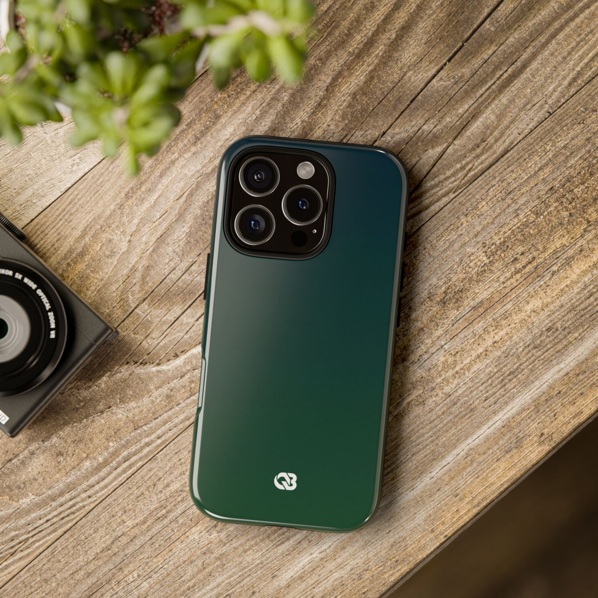 Green Tough Phone Case for iPhone - Midnight Pine Horizon