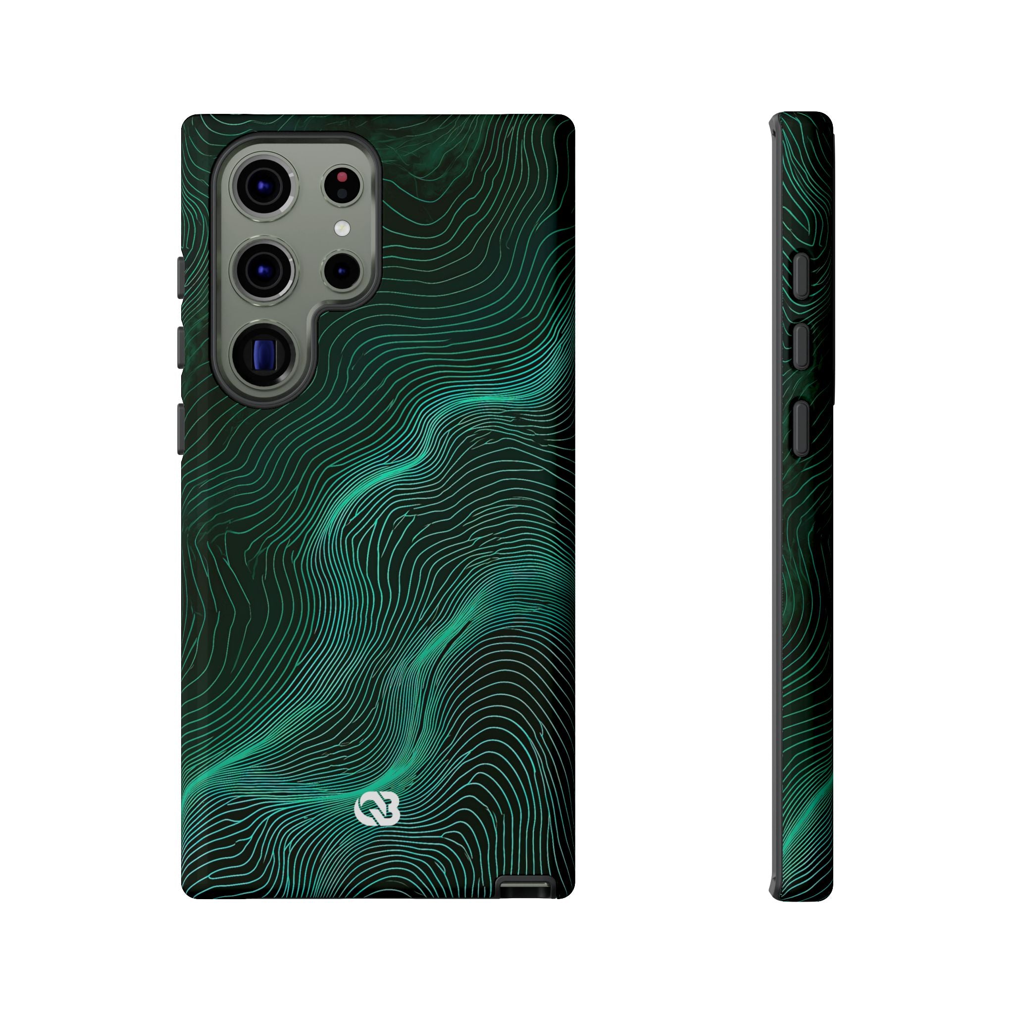 Teal Tough Phone Case for Samsung - Neon Jade Contour