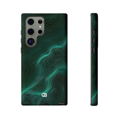 Teal Tough Phone Case for Samsung - Neon Jade Contour