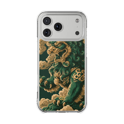 Imperial Guardian Lion · Clear Impact Magnetic Phone Case for iPhone · Green