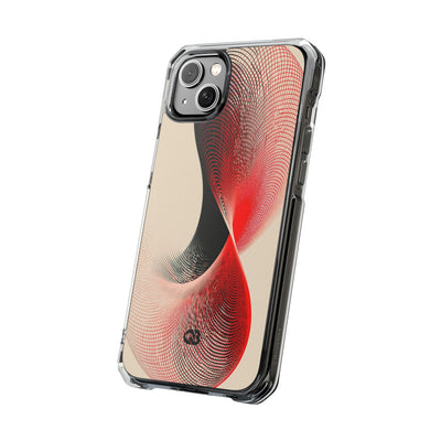Red Impact MagSafe Phone Case for iPhone - Crimson Grid Vortex
