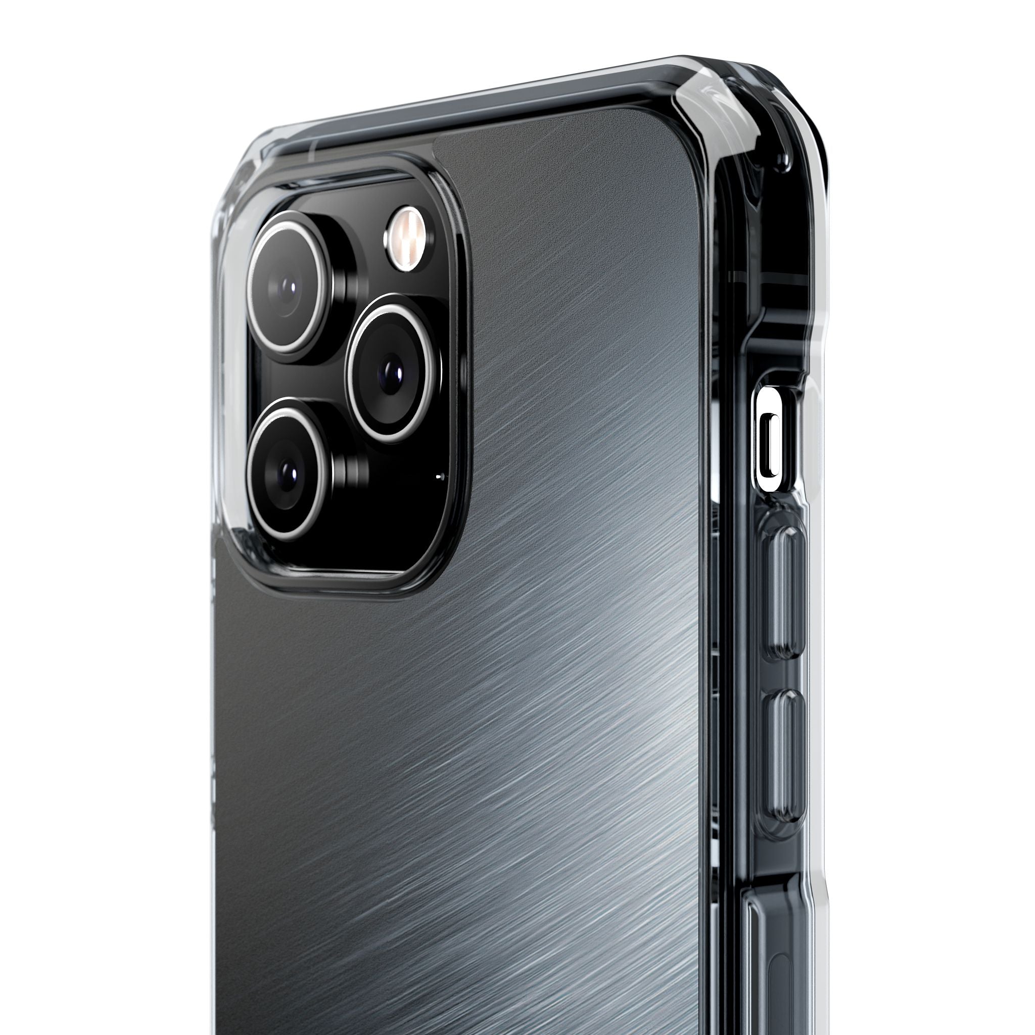 Grey Impact MagSafe Phone Case for iPhone - Charcoal Brushed Steel