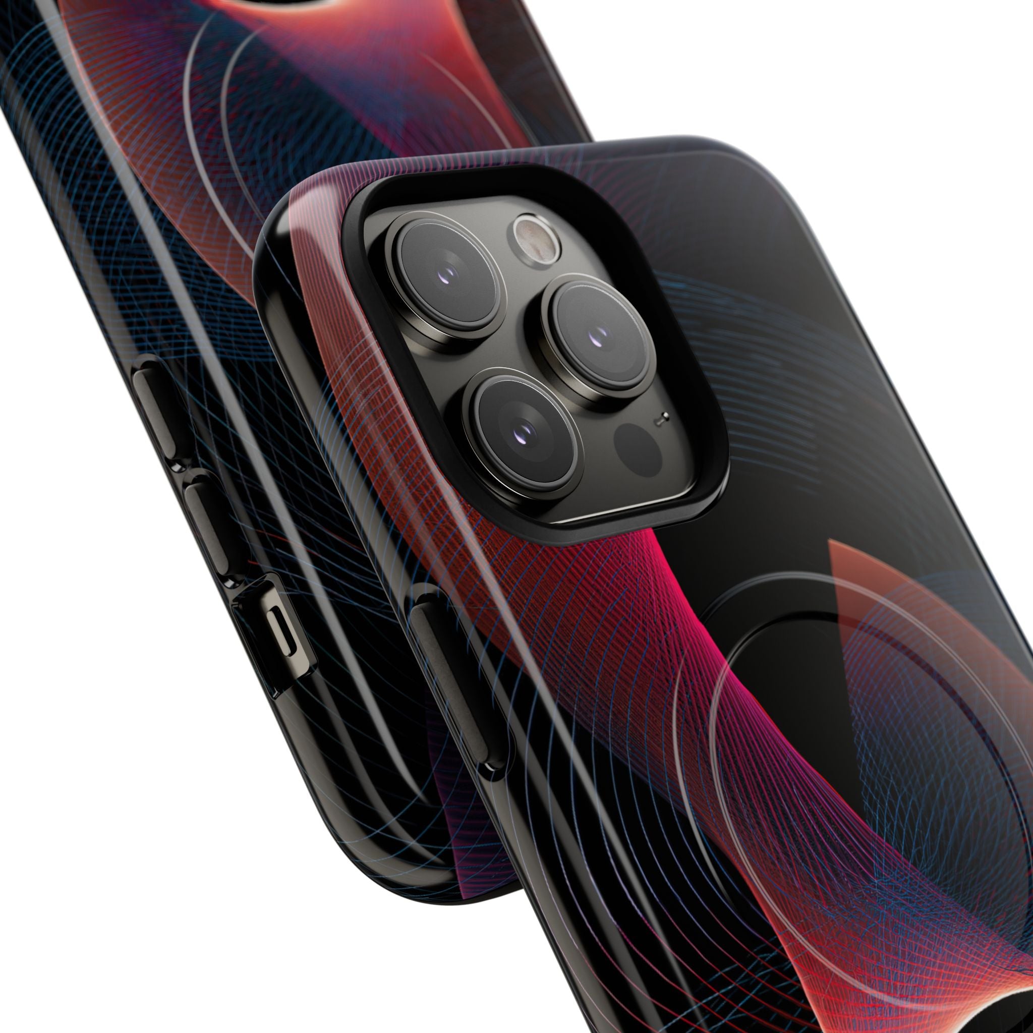 Black Tough 2.0 Magsafe Phone Case for iPhone - Cobalt Crimson Flux