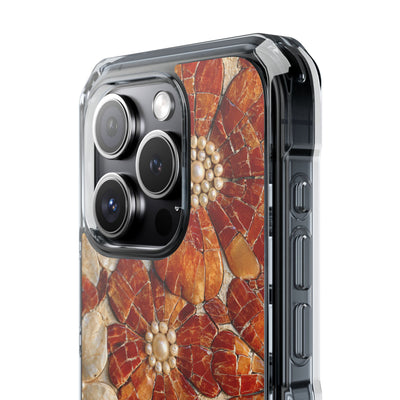 Carnelian Pearl Bloom · Clear Impact Magnetic Phone Case for iPhone · Orange