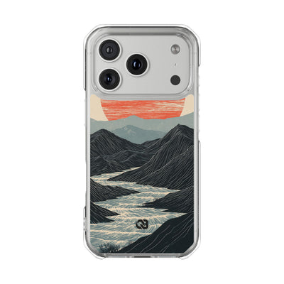 Beige Impact MagSafe Phone Case for iPhone - Crimson Ridge Flow