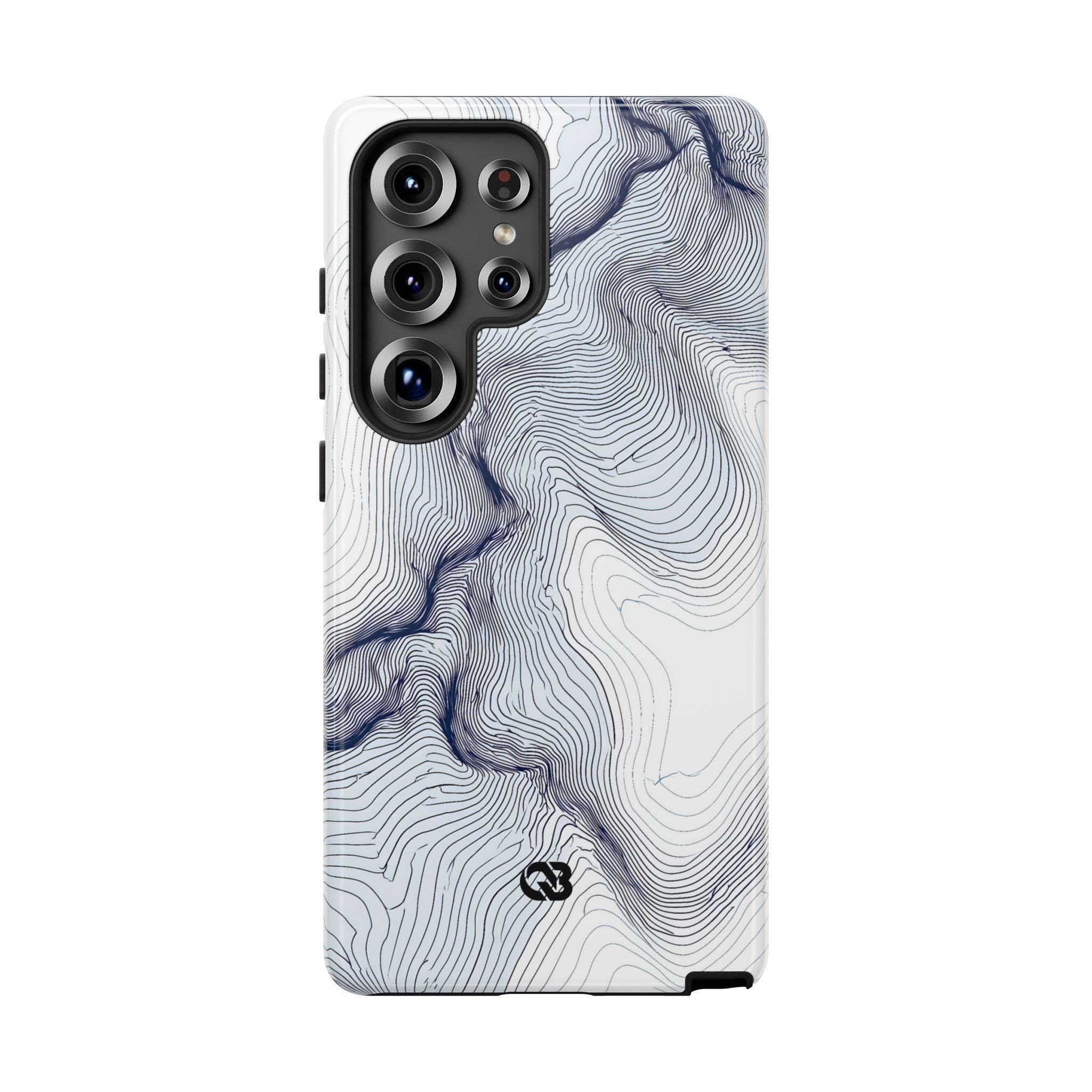 White Tough Phone Case for Samsung - Nordic Ridge Topo