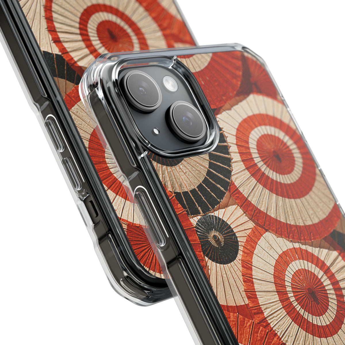 Vermilion Wagasa Motif · Clear Impact Magnetic Phone Case for iPhone · Red
