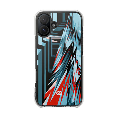 Blue Impact MagSafe Phone Case for iPhone - Glitch Peak Cyan