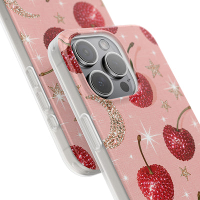 Bedazzled Ruby Cherries · Lite Phone Case for iPhone ·  Pink