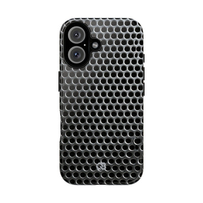 Silver Tough Phone Case for iPhone - Brutalist Steel Mesh