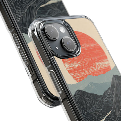 Beige Impact MagSafe Phone Case for iPhone - Crimson Ridge Flow