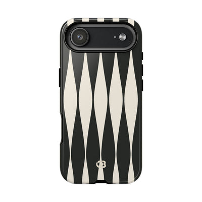 Black Tough Phone Case for iPhone - Ivory Spindle Grid