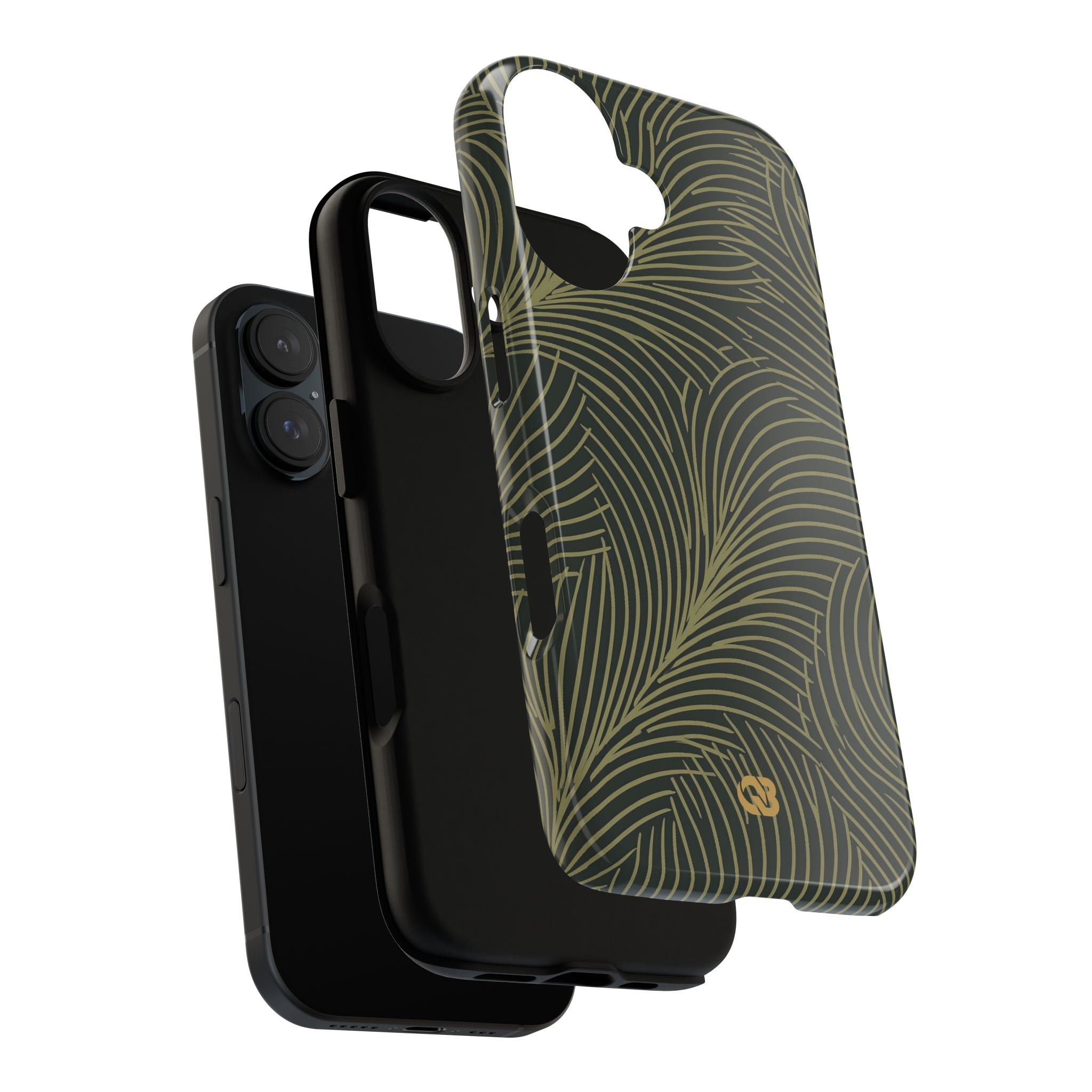 Green Tough Phone Case for iPhone - Dark Olive Plume