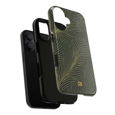 Green Tough Phone Case for iPhone - Dark Olive Plume