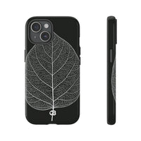 Black Tough Phone Case for iPhone - Bleached Leaf Lattice