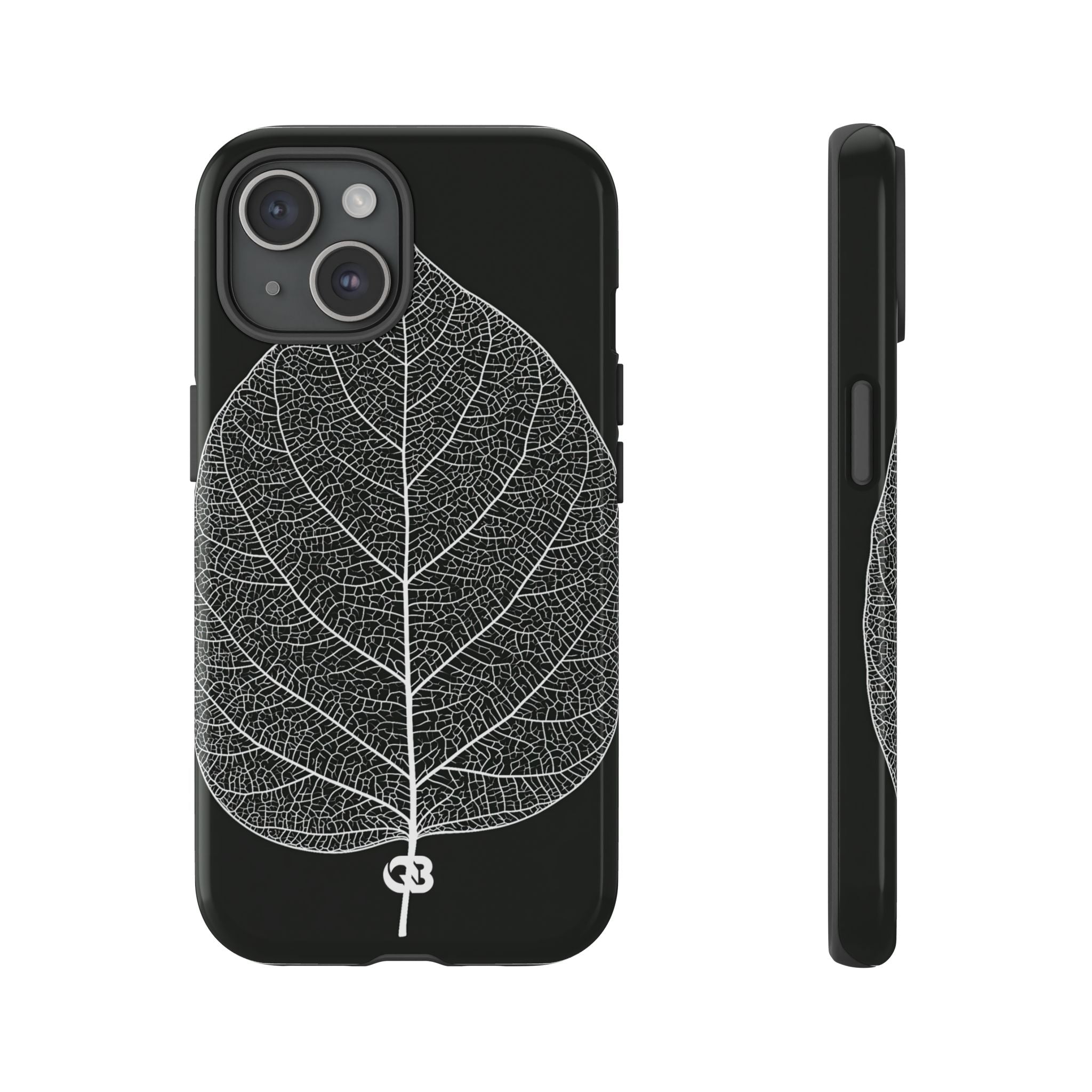 Black Tough Phone Case for iPhone - Bleached Leaf Lattice