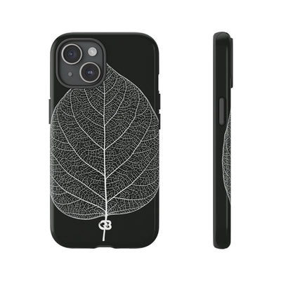 Black Tough Phone Case for iPhone - Bleached Leaf Lattice