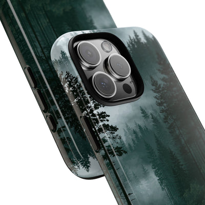 Green Tough Phone Case for iPhone - Misty Evergreen Mirror