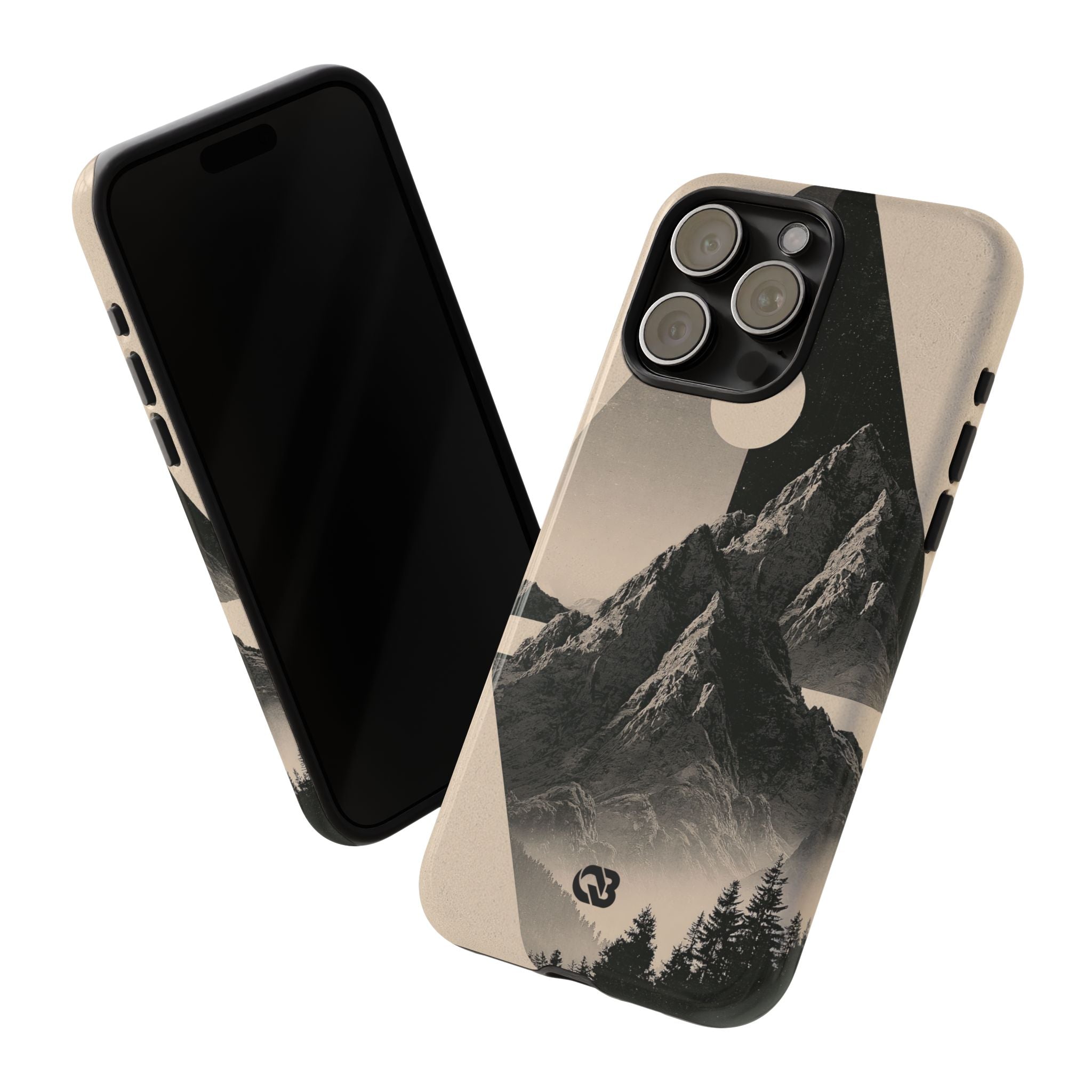 Beige Tough Phone Case for iPhone - Obsidian Summit Parchment