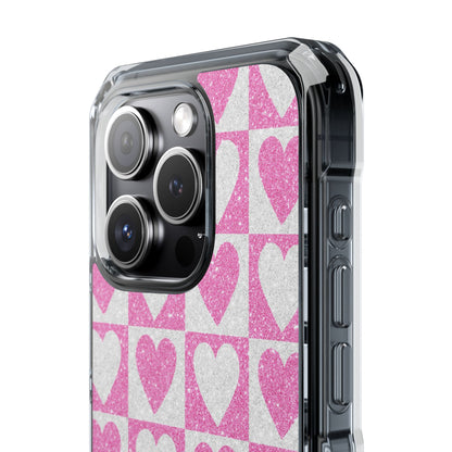 Glitter Hjerte Gitter iPhone 15 Pro Cover - Impact