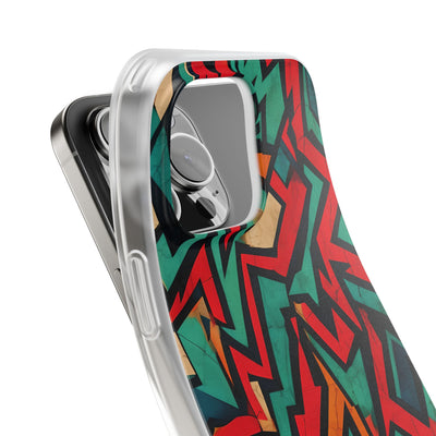 Jagged Teal Static · Soft Phone Case for iPhone