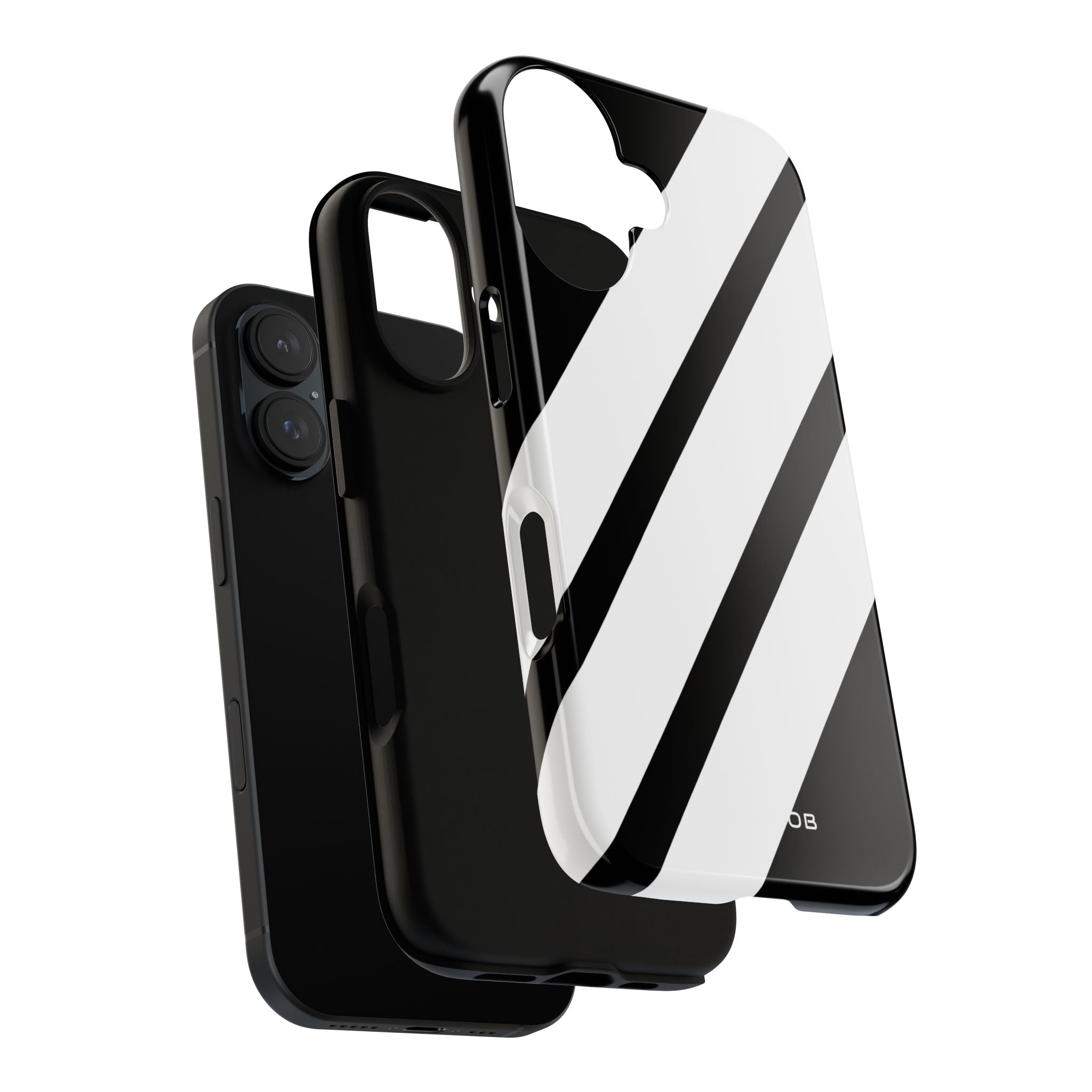 Diagonal Bands Noir iPhone 16 Case - Tough