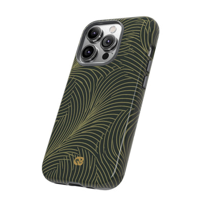 Green Tough Phone Case for iPhone - Dark Olive Plume