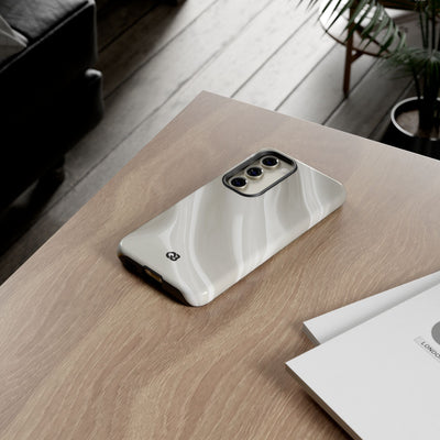 White Tough Phone Case for Samsung - Polished Ivory Wave