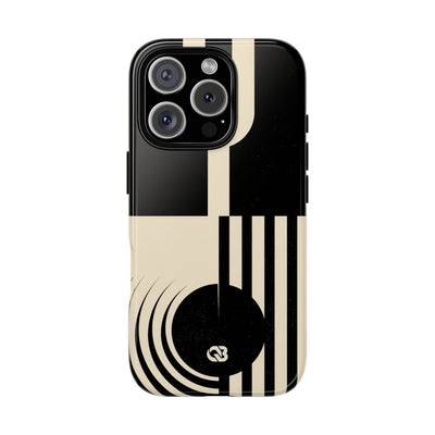 Black Tough Phone Case for iPhone - Ivory Signal Grid