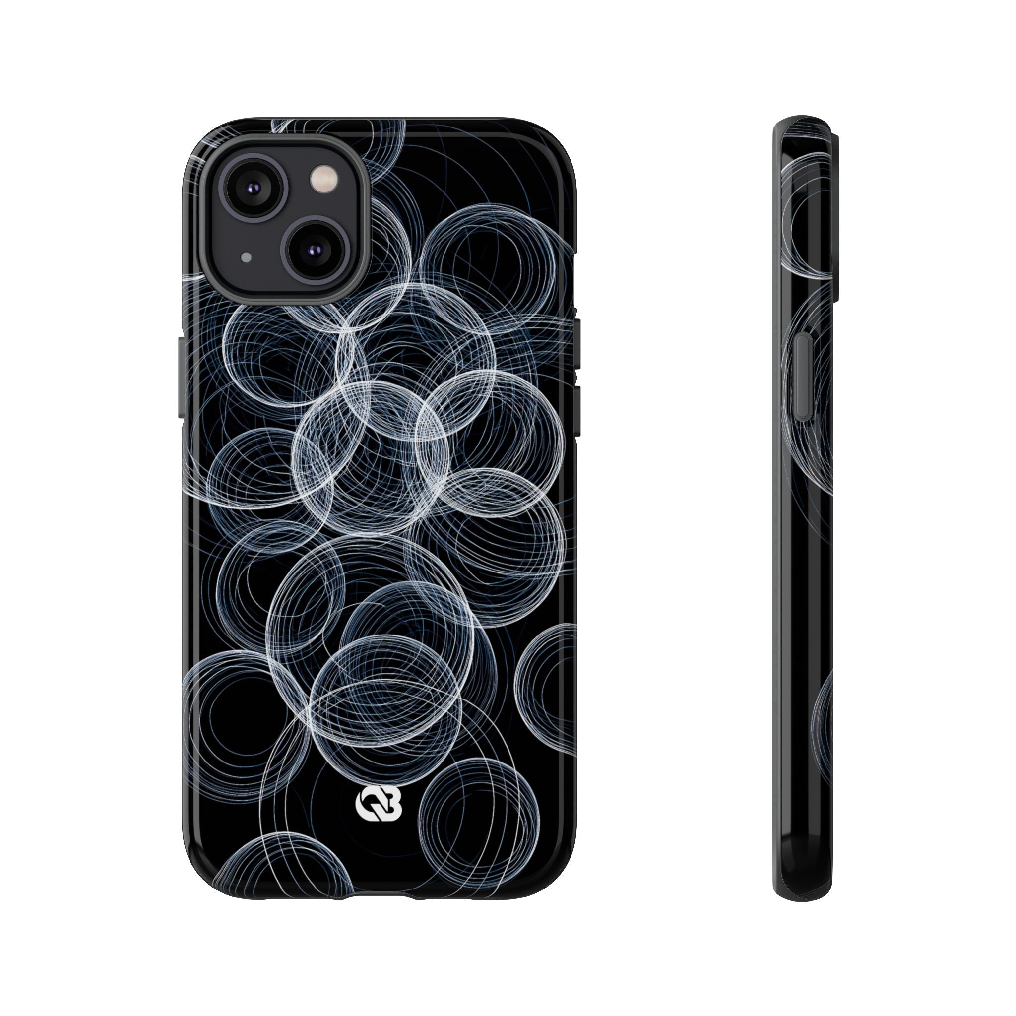 Black Tough Phone Case for iPhone - Frosted Ring Matrix