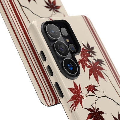 Red Tough Phone Case for Samsung - Crimson Momiji Stripe