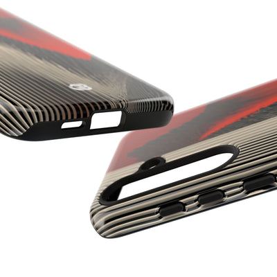 Red Tough Phone Case for Samsung - Crimson Pulse Topo