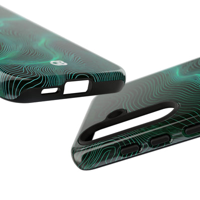 Teal Tough Phone Case for Samsung - Neon Jade Contour