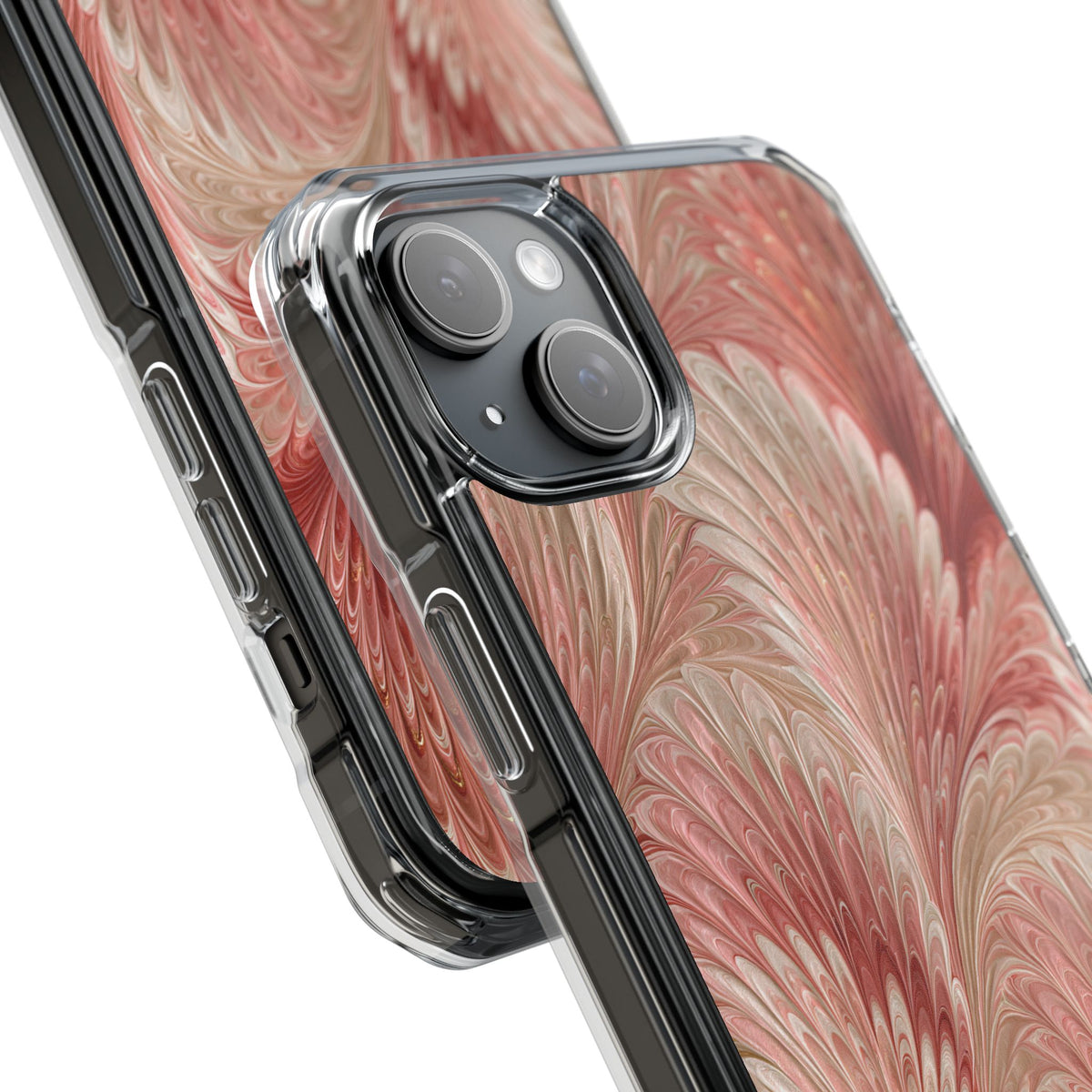 Blush Petal Plume · Clear Impact Magnetic Phone Case for iPhone · Pink