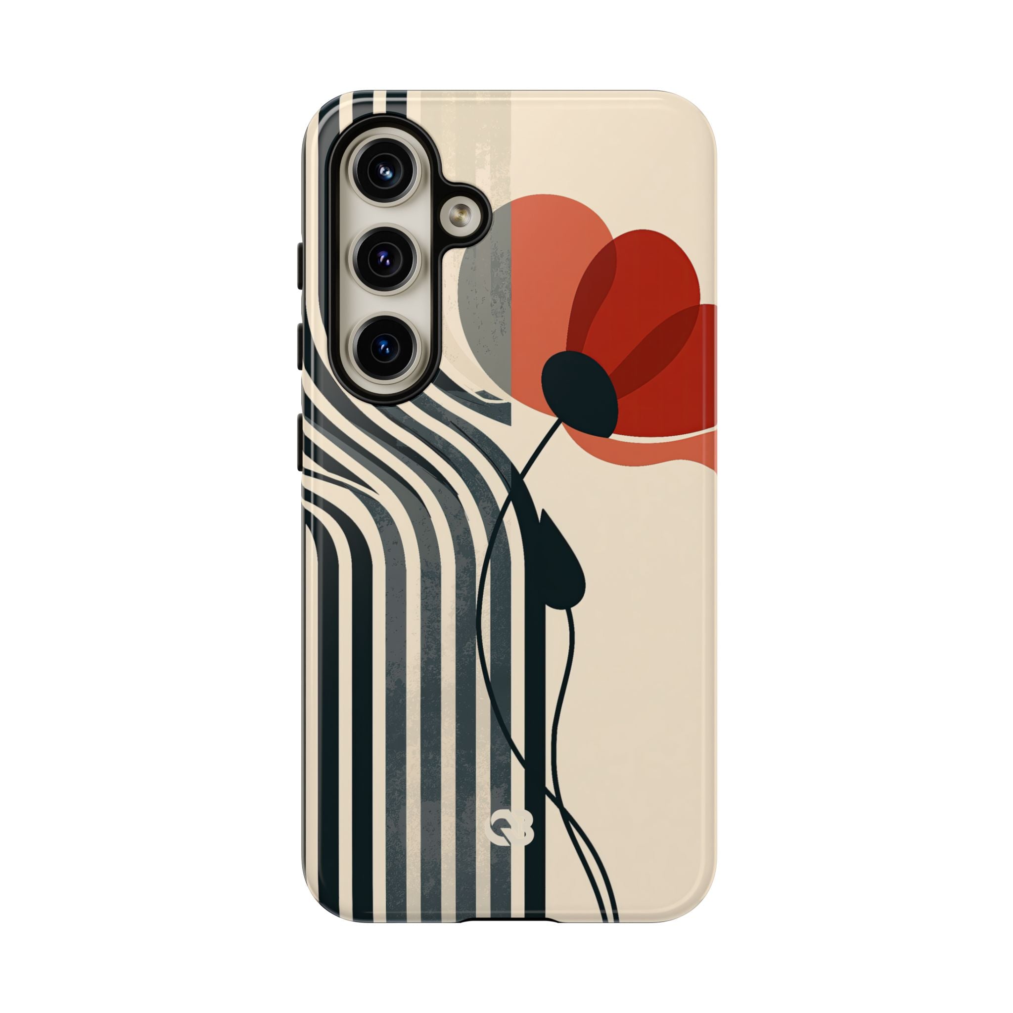 Beige Tough Phone Case for Samsung - Crimson Line Bloom