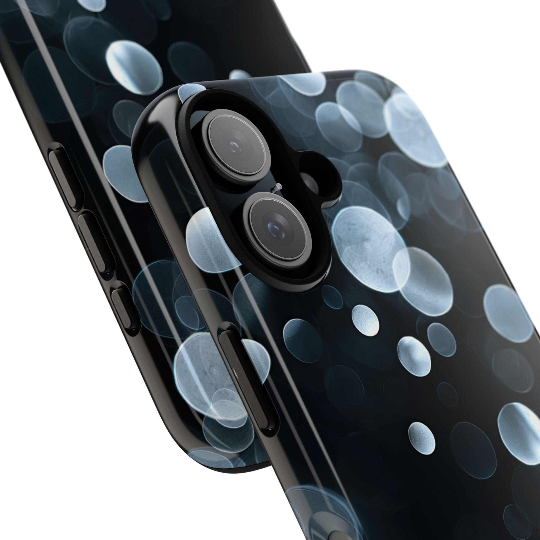 Black Tough Phone Case for iPhone - Silver Orbit Glow