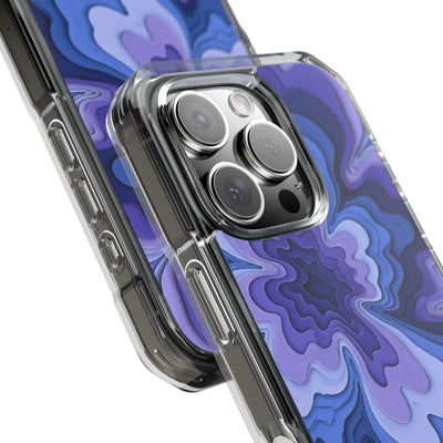 Periwinkle Strata Bloom · Clear Impact Magnetic Phone Case for iPhone · Purple