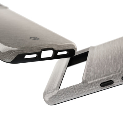Grey Tough Phone Case for Google Pixel - Brushed Nickel Linen