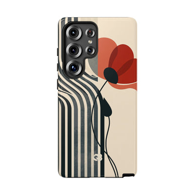 Beige Tough Phone Case for Samsung - Crimson Line Bloom