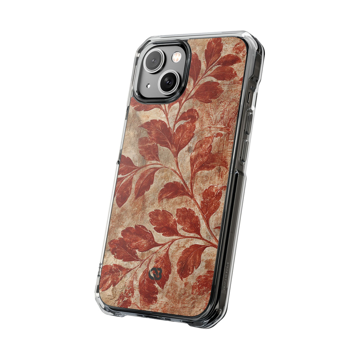 Terracotta Botanical Fresco · Clear Impact Magnetic Phone Case for iPhone · Red