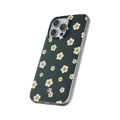 Teal Lite Phone Case for iPhone - Obsidian Cream Petals