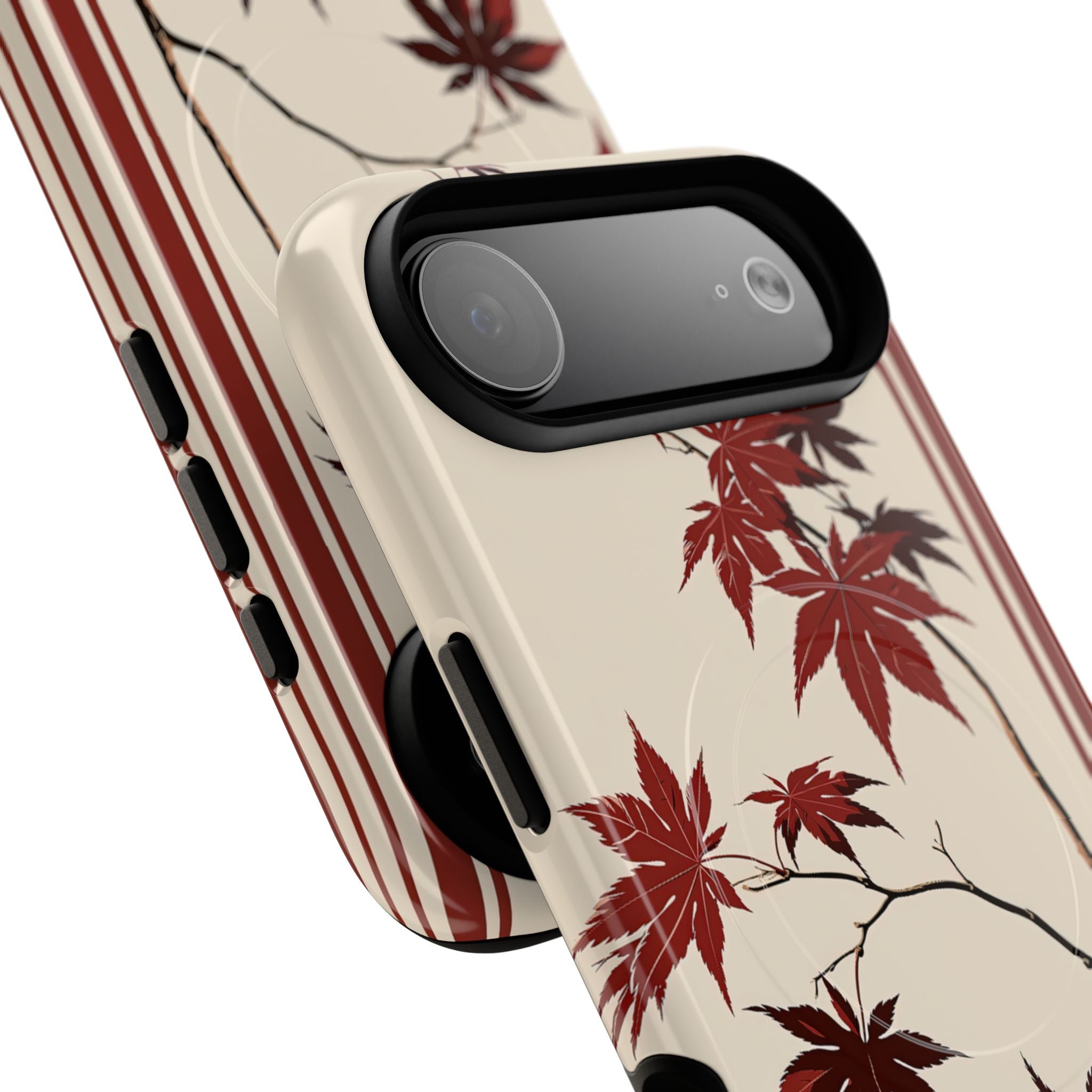 Red Tough 2.0 Magsafe Phone Case for iPhone - Crimson Momiji Stripe