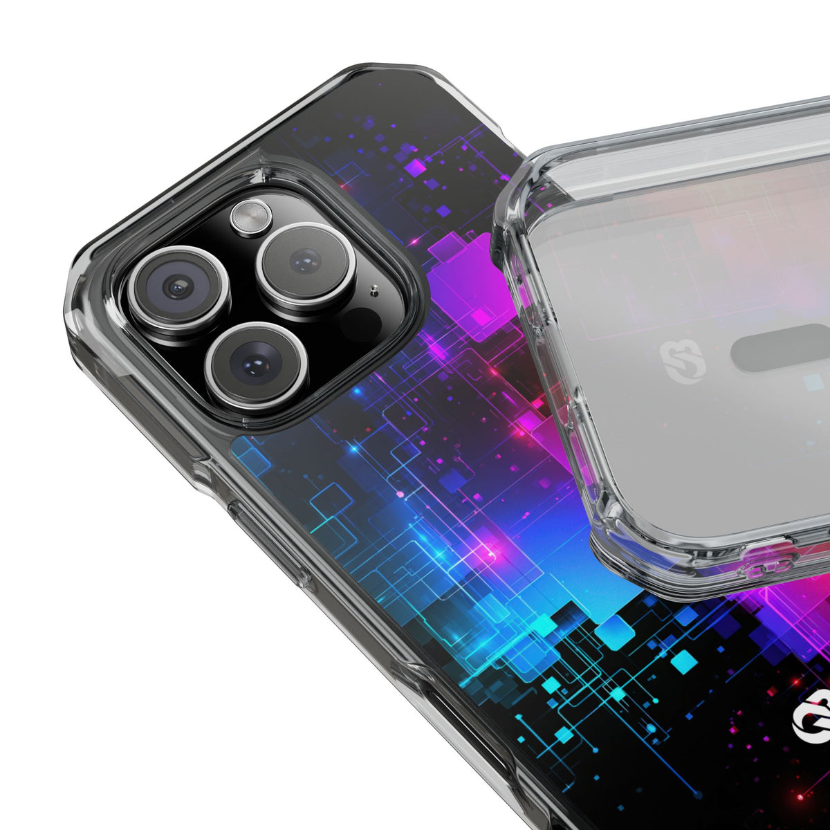 Spectral Circuit Grid · Clear Impact Magnetic Phone Case for iPhone · Black
