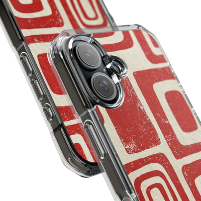 Vermilion Block Motif · Clear Impact Magnetic Phone Case for iPhone · Red