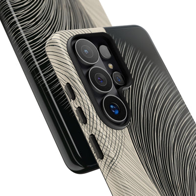 Beige Tough Phone Case for Samsung - Obsidian Cream Plume