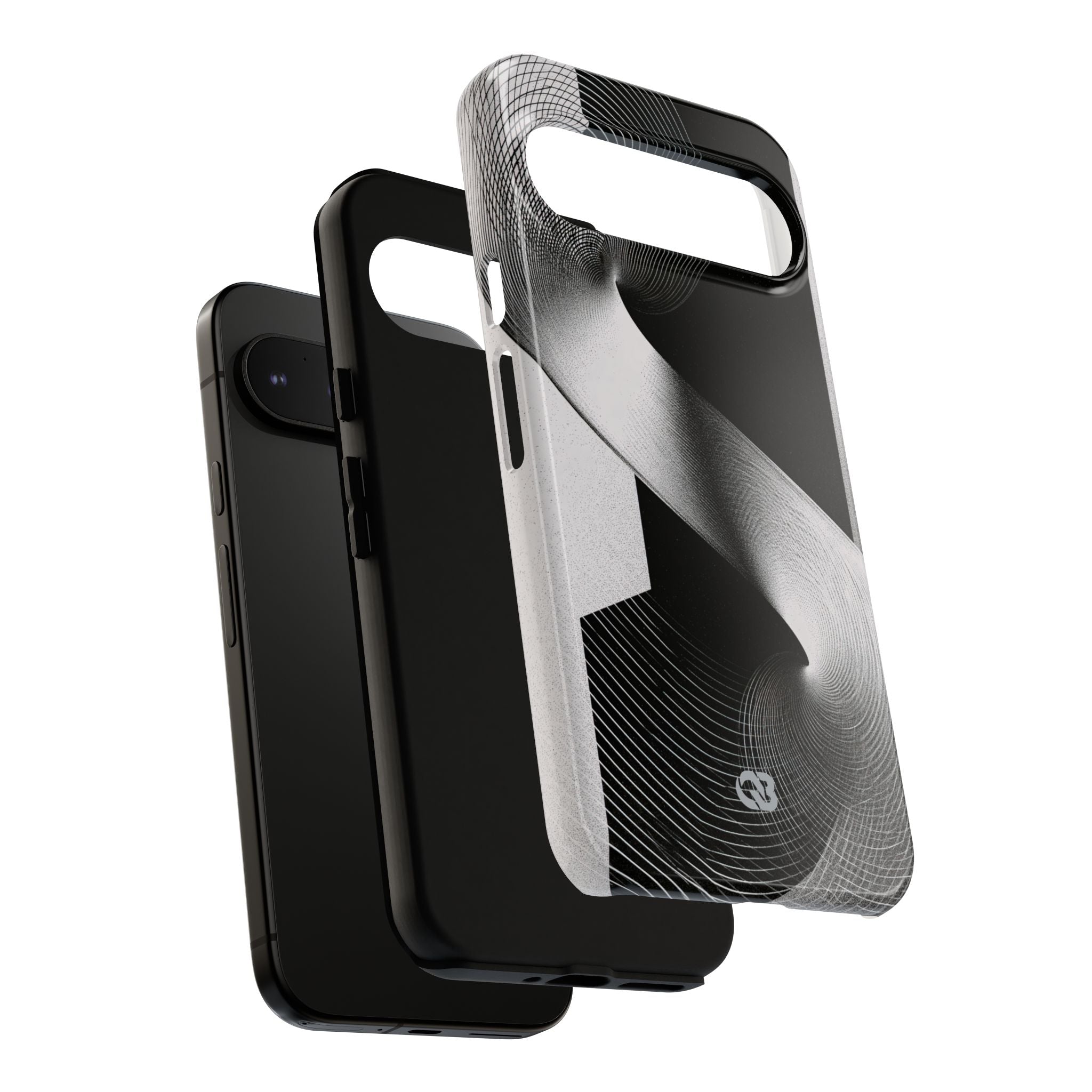 Grey Tough Phone Case for Google Pixel - Obsidian Moiré Wave